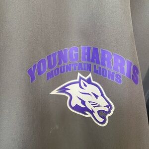 Young Harris Mountain Lions Gray Hooded Pullover Rain and Wind Resistant Jacket